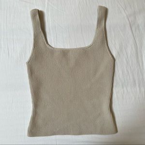 Aritzia Sculpt Knit Squareneck Tank Top Matte Pearl XS